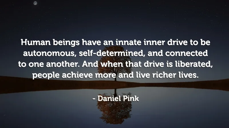 Human beings have an innate inner drive to be autonomous, self-determined, and connected to one another. And when that drive is liberated, people achieve more and live richer lives. -Daniel Pink
