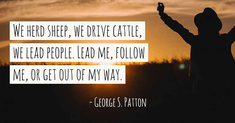We herd sheep, we drive cattle, we lead people. Lead me, follow me, or get out of my way. -George S. Patton