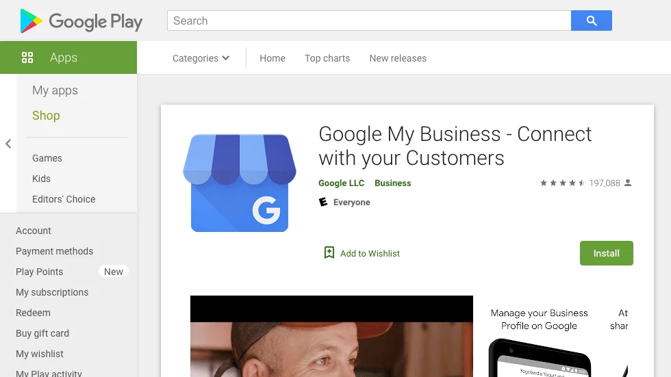 Google Play Sotre - Google My Business App