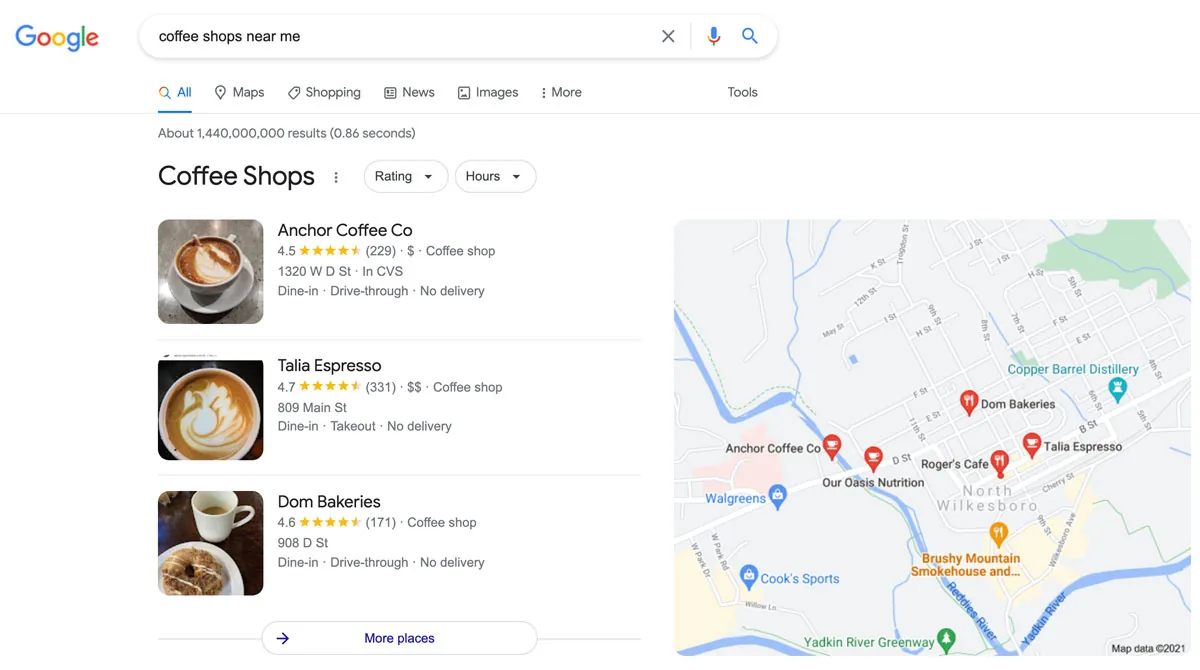 Local Marketing for Asheville SMBs image Google Coffee Shops Near Me - Wilkesboro, NC