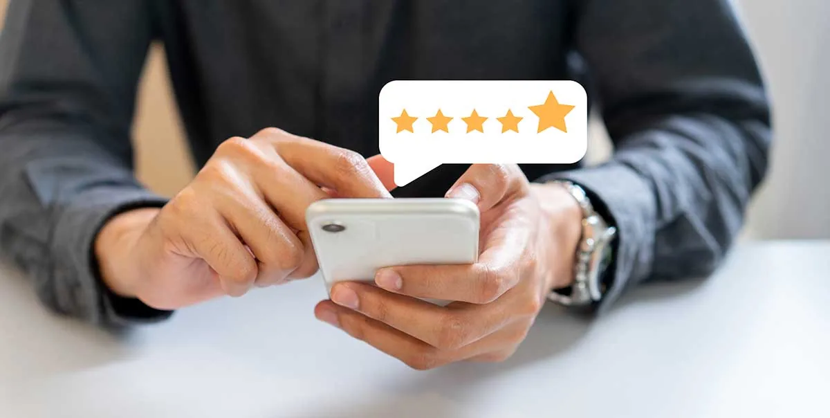 Get reviews from customers such as this man giving five-star rating.
