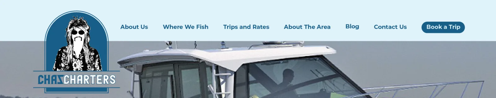 Example of proper navigation with a call-to-action button for Chaz