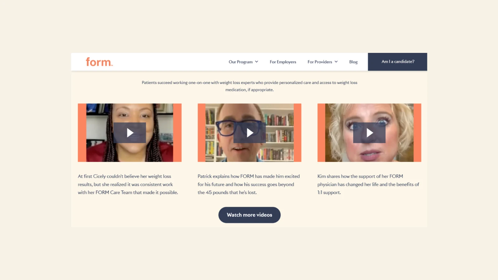 Form health video testimonials