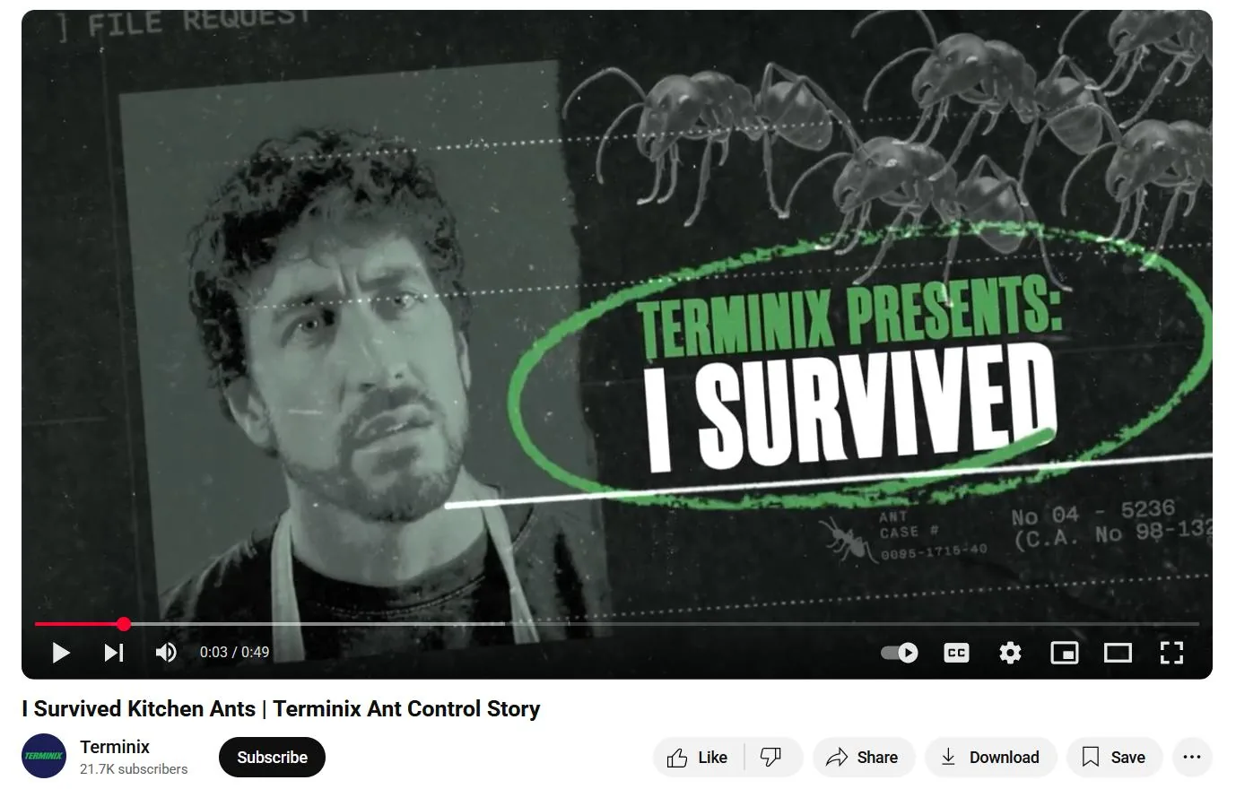 He lost the kitchen to ants. Terminix wins it back.