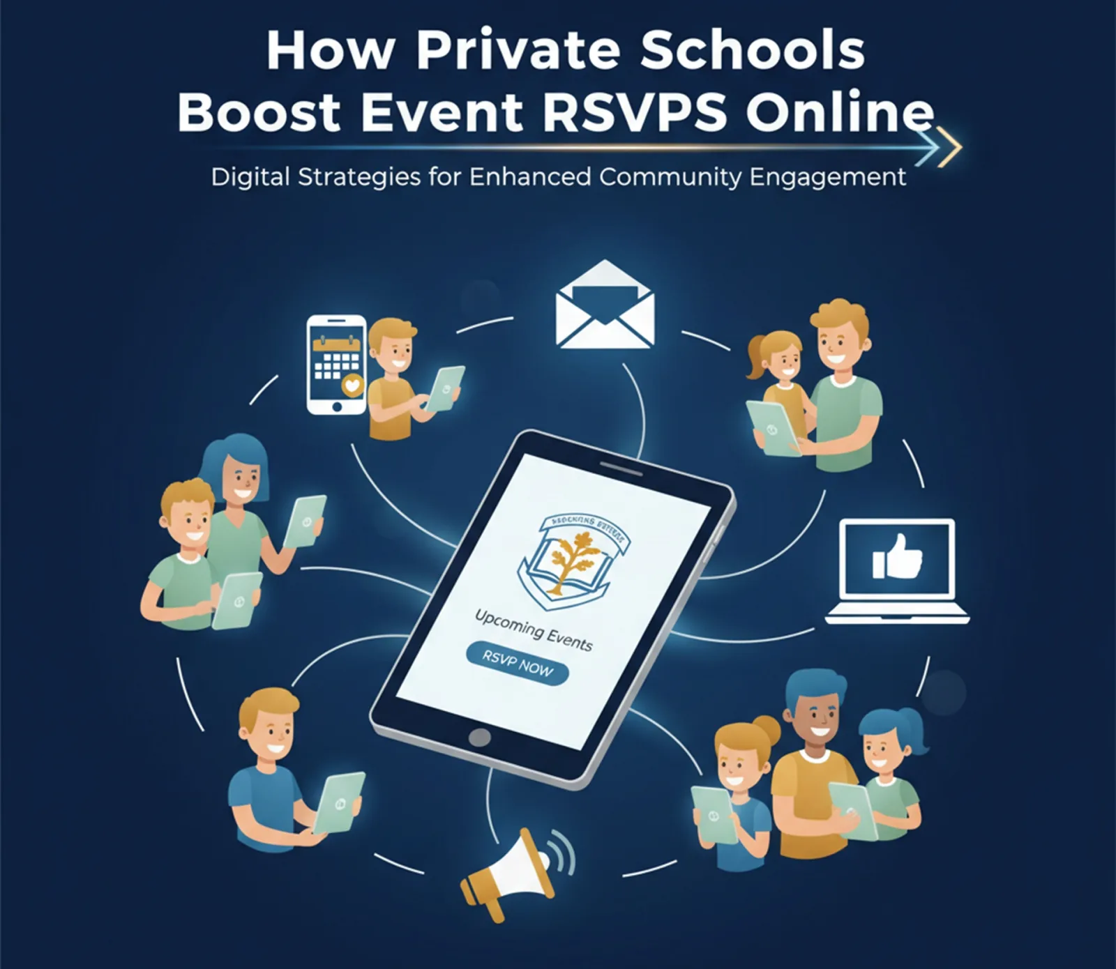 How Private Schools Boost Event RSVPs Online image Digital illustration of a private school