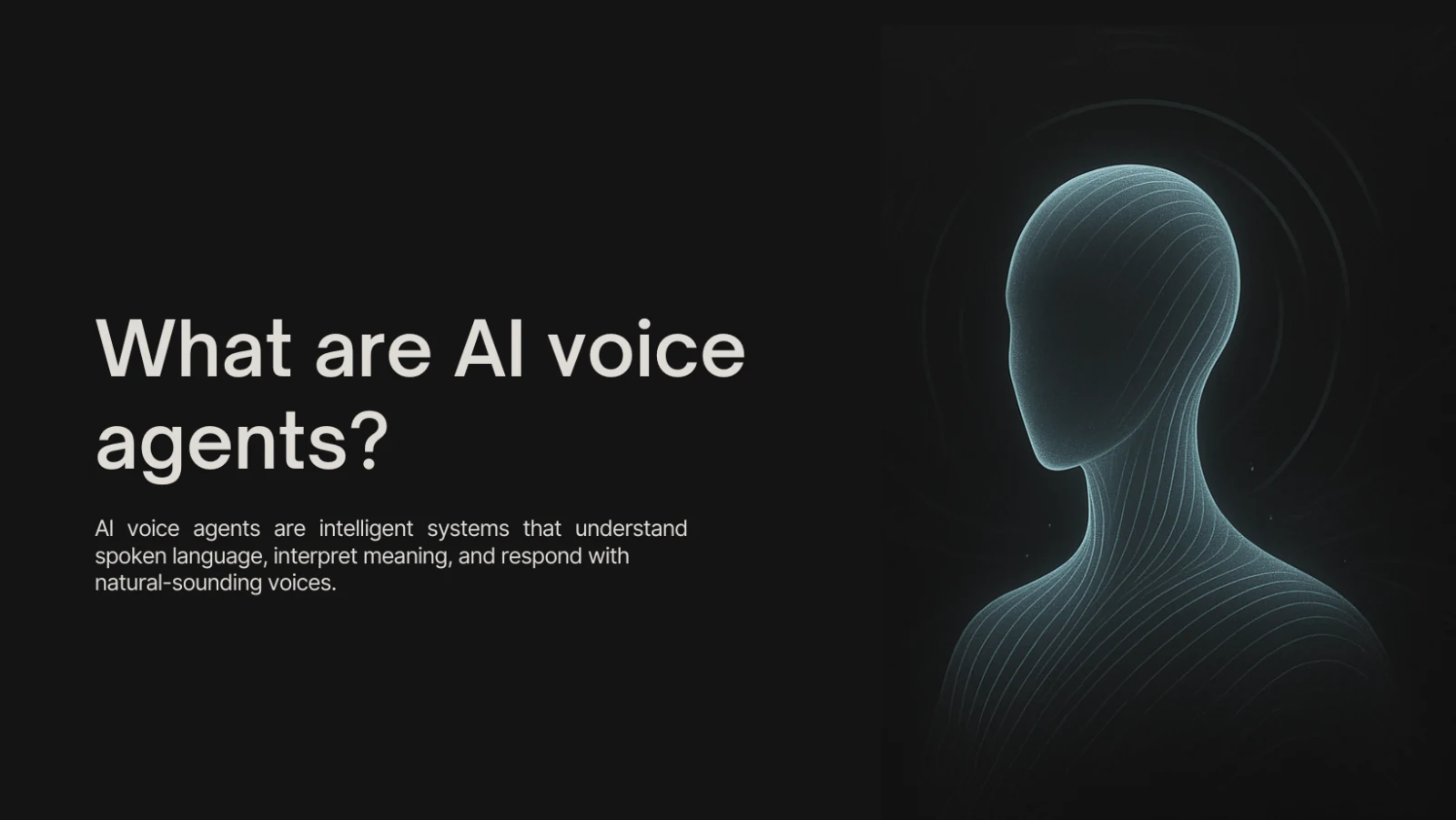 The image states that AI voice agents are intelligent systems that understand human language and respond accordingly. 