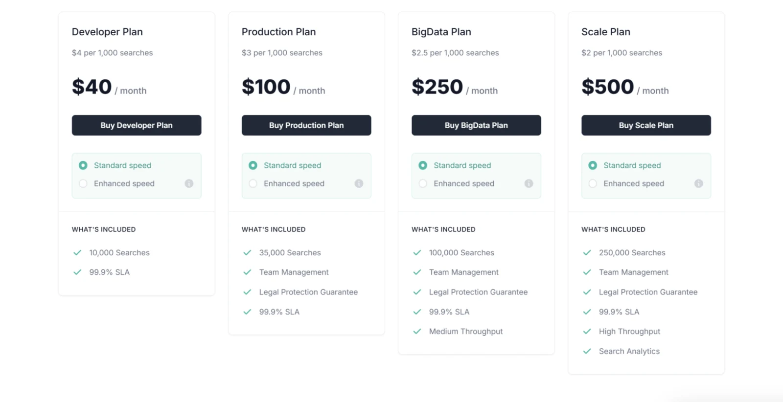 SearchApi pricing screenshot