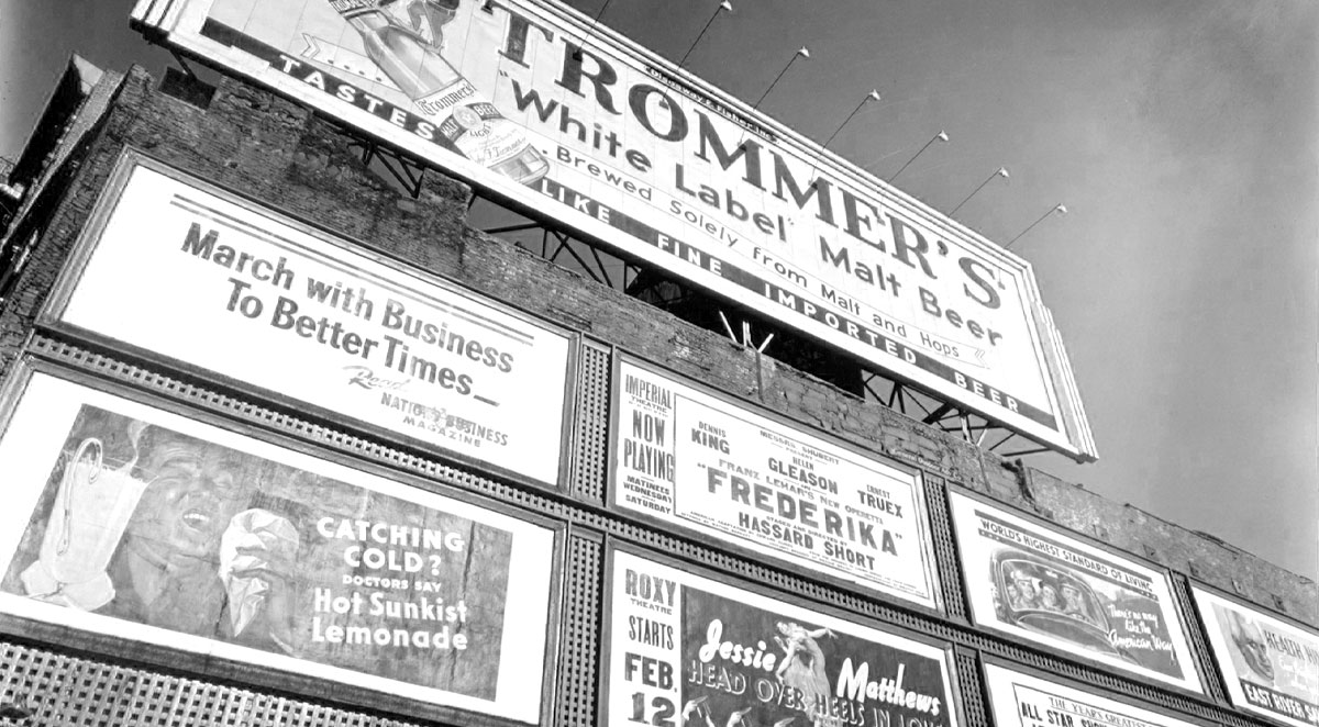 (still image) Advertisements, 1937, East Houston Street and Second Avenue, Manhattan., (1937)