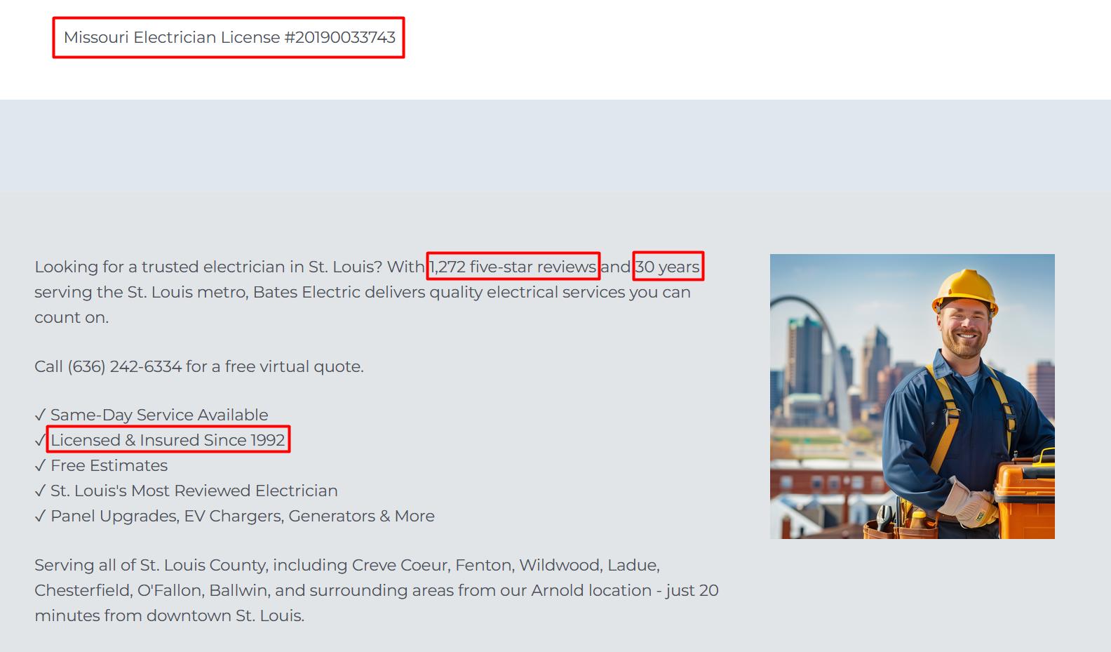 To target high-value clients looking for an electrical contractor in St Louis, MO.