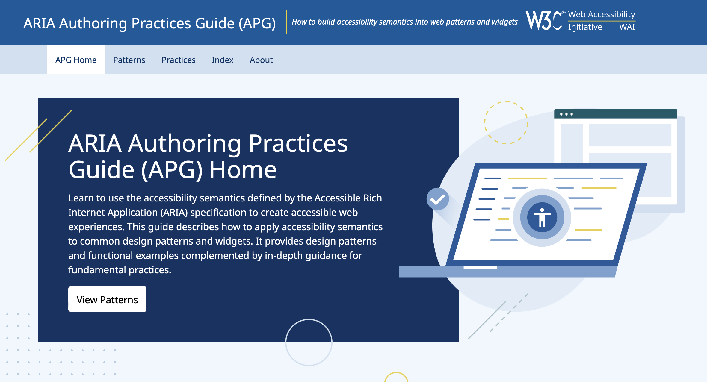  ARIA Authoring Practices Guide (APG) for the use of accessibility semantics